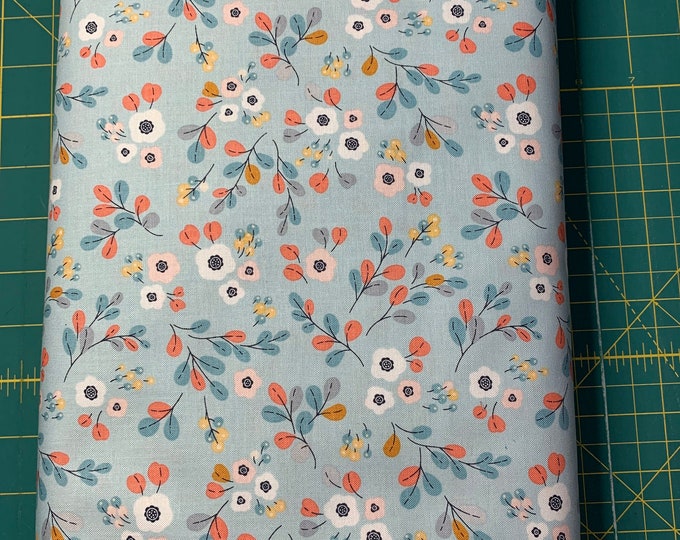 Light Blue and Pink Floral Cloth Napkin