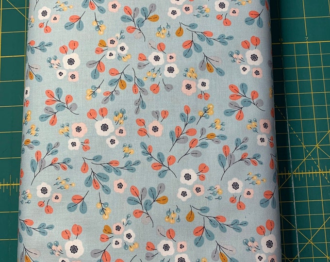 Light Blue and Pink Floral Cloth Napkin