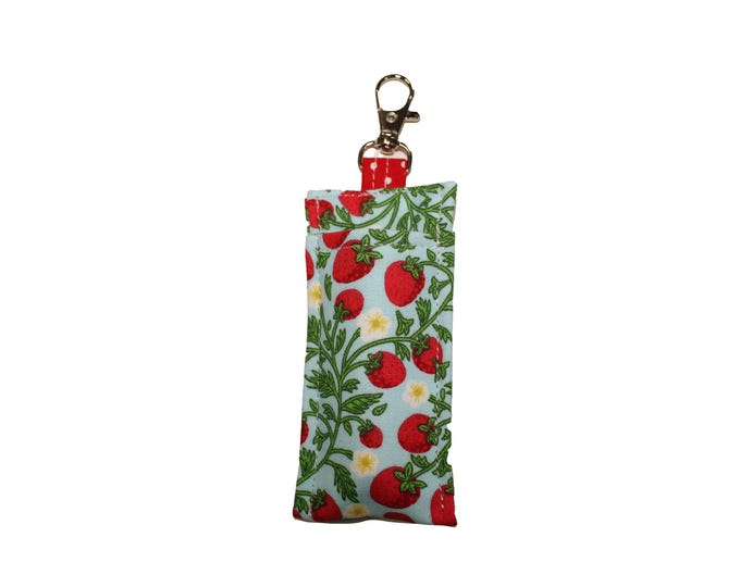 Strawberries on Blue  Chapstick Holder