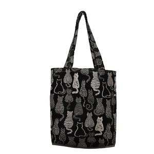 Mini Tote Cats on Black