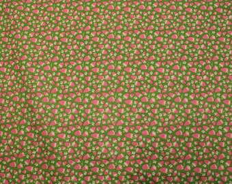 Summer Picnic Green with Strawberries Fabric By The Yard