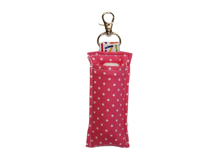 Pink and White Polka Dot Chapstick Holder