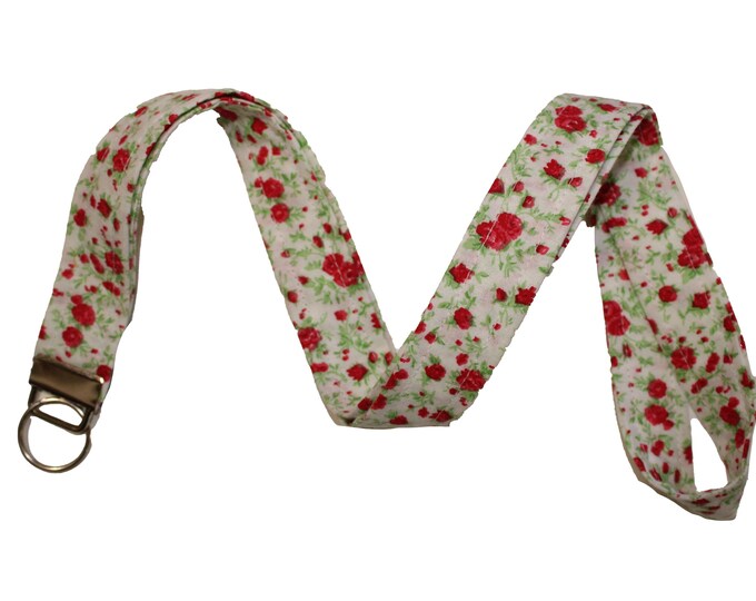 Country Cottage Red Floral Lanyard