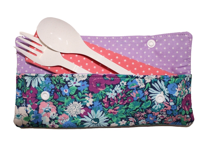 Pink, Purple ad Teal Floral Cutlery Case