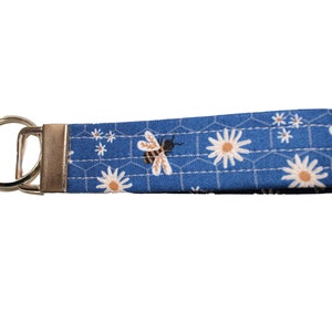 Daisies and Bees Fabric Keychain