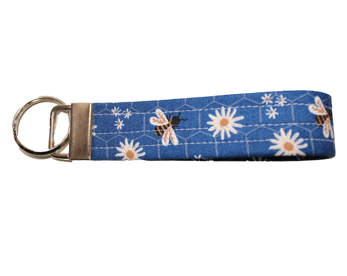 Daisies and Bees Fabric Keychain