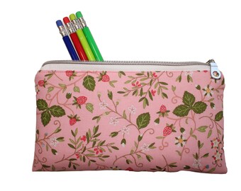 Emily Pencil Pouch Strawberry on Pink