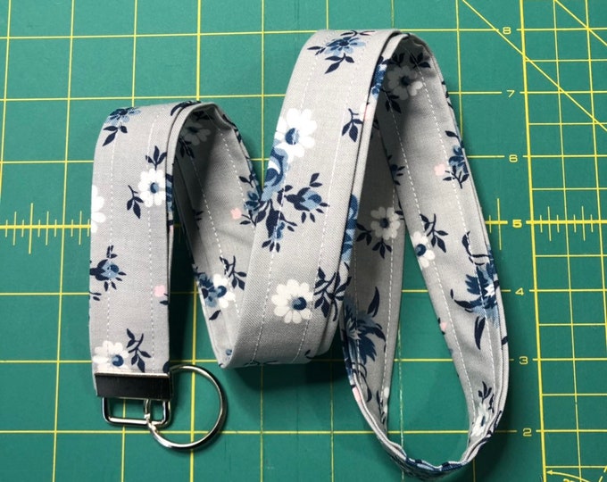 Grey Floral Lanyard