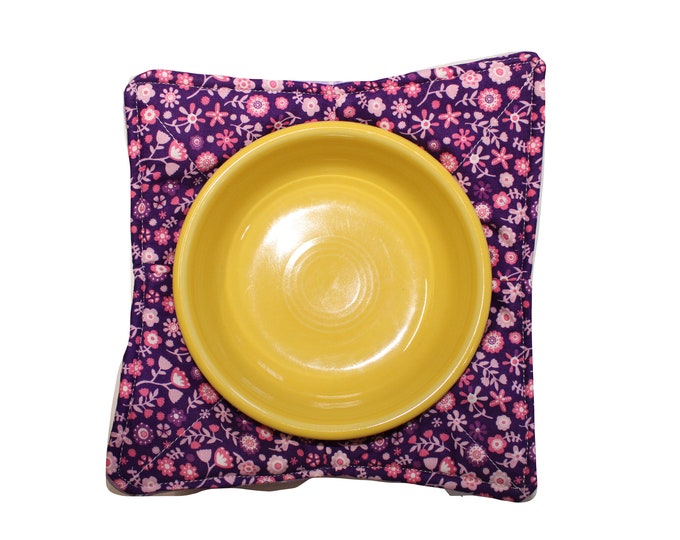 Reversible Bowl Cozy Purple and Pink Floral