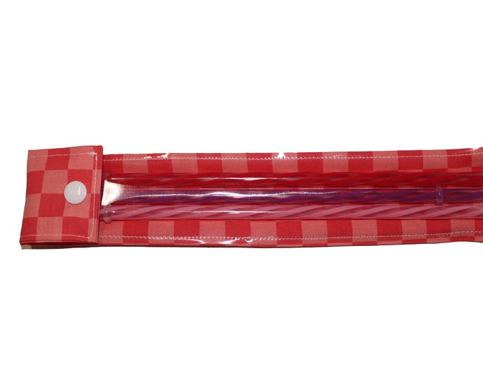 Reusable Straw Pouch Pink Checkers