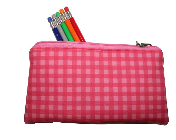 Emily Pencil Pouch Pink Checkered