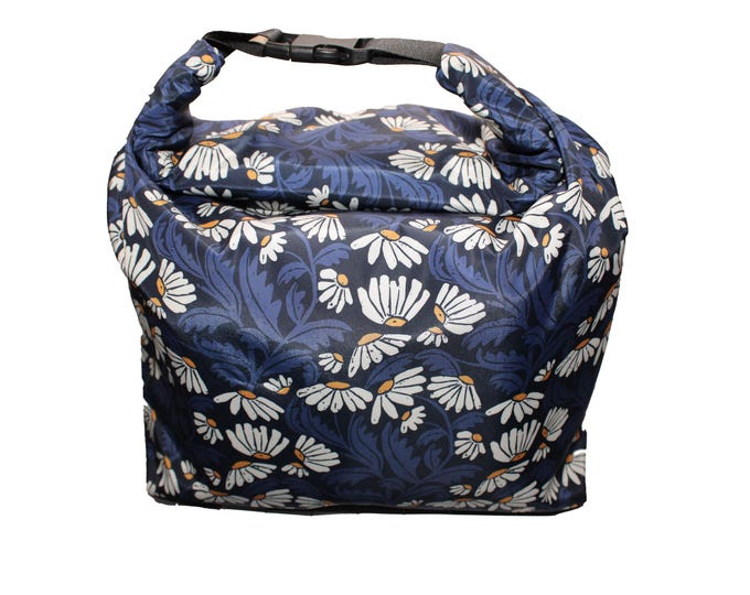 The Roll Down Bag Navy with Daisies