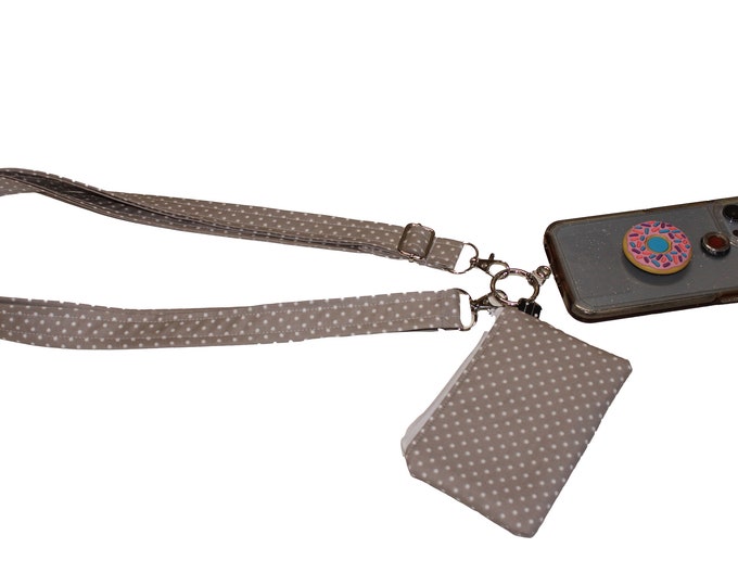 Crossbody Phone Strap Grey Polka Dots