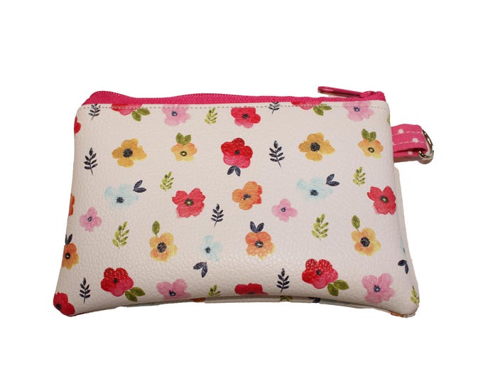 Pebbled Vinyl Coin Purse Petite Floral
