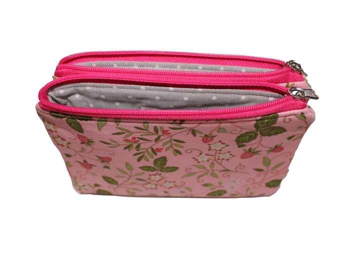 The Kara Combo Clutch Strawberries on Pink