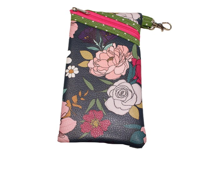 Sunglass / Eyeglass Case Pebbled Vinyl Dark Floral
