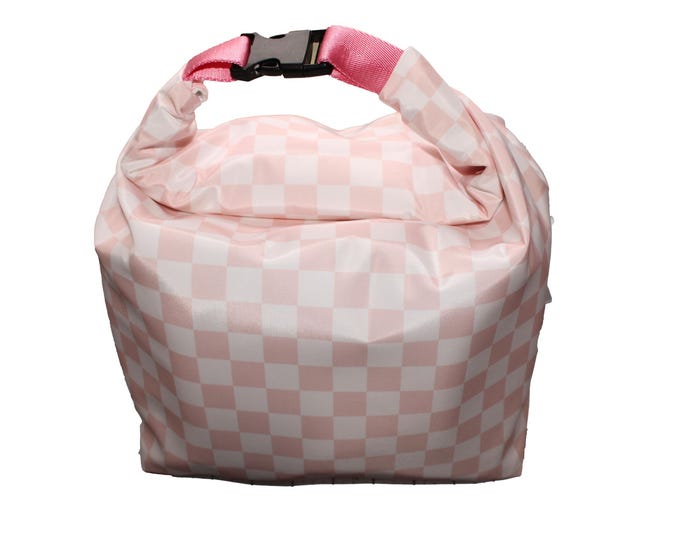 The Roll Down Bag Pink Checks