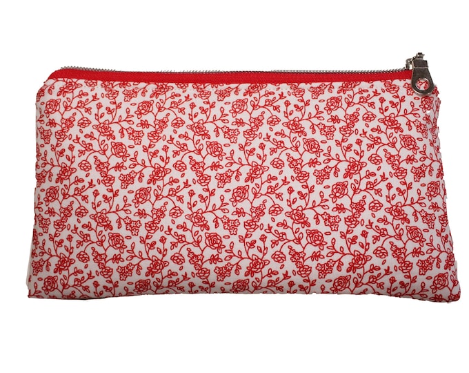 Emily Pencil Pouch Red Rose Vines