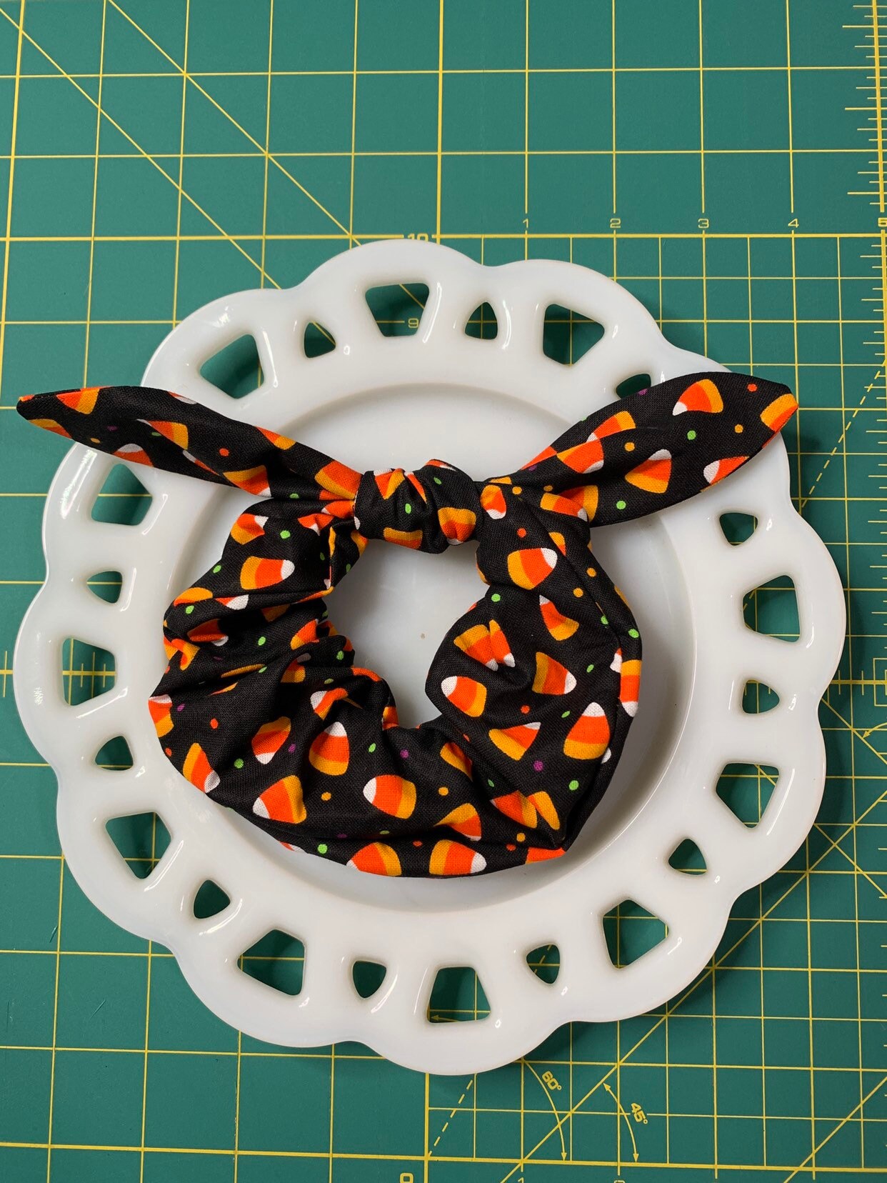 Bow Tie Scrunchie Candy Corn