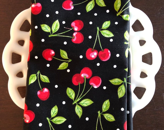 Cherry on Black Cloth Napkin