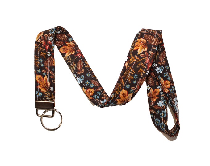 Brown Fall Floral Lanyard