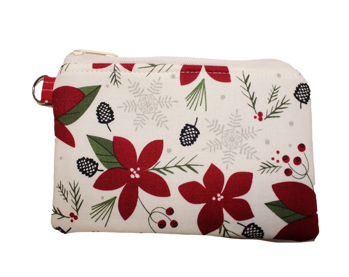 Poinsettia on Cream  Holiday Coin Purse