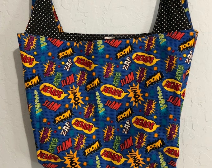 Comic Book, Super Hero Reversible Market Bag