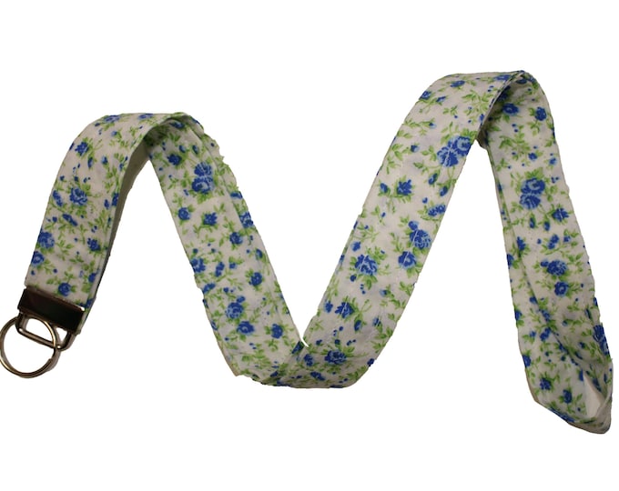 Country Cottage Blue Floral Lanyard