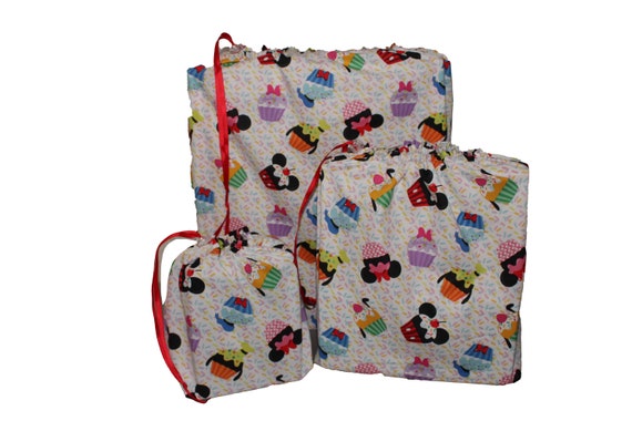 Reusable Fabric Gift Bags Disney Cupcakes