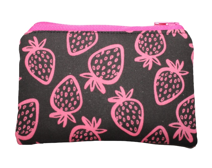 Strawberry on Black  Coin Purse