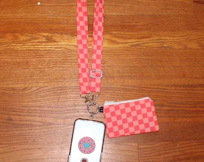 Crossbody Phone Strap Pink Checkers