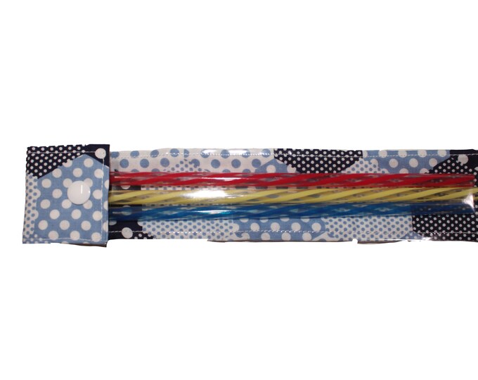 Reusable Straw Pouch Blue Hexies