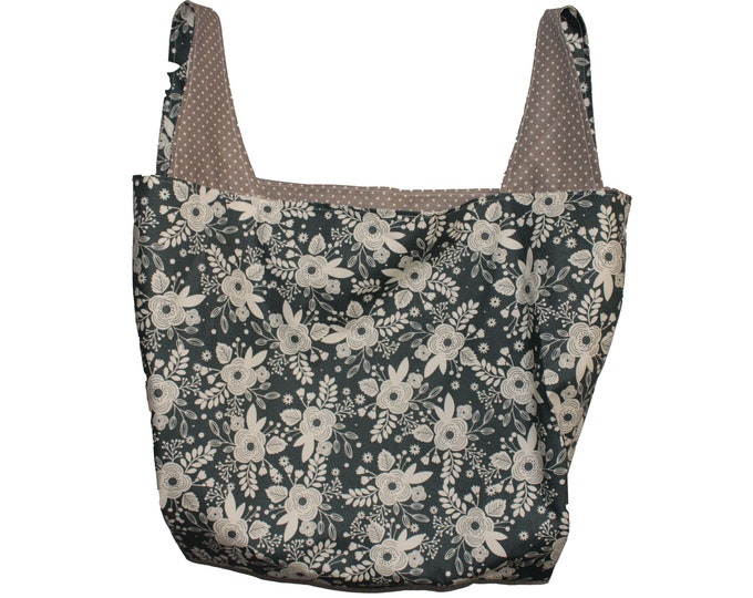 Light Blue Floral  Reversible Market Bag