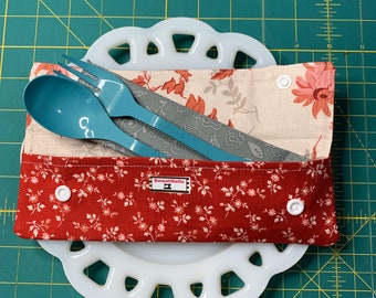 Red Floral Cutlery Case