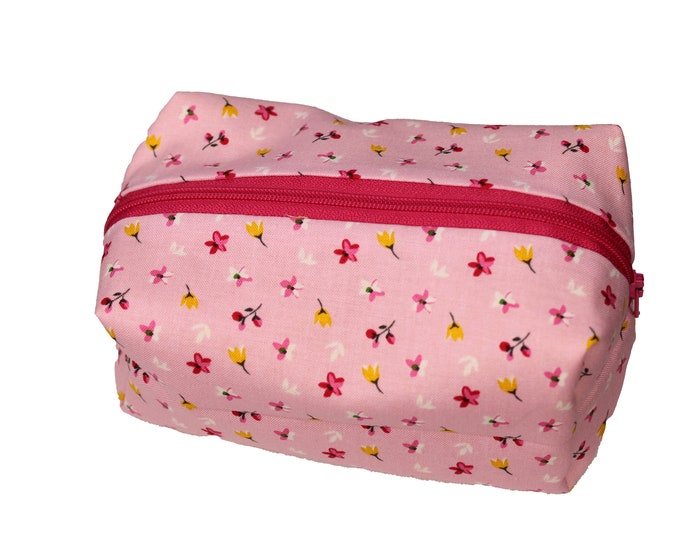 Pink and Yellow Floral Cosmetic Case