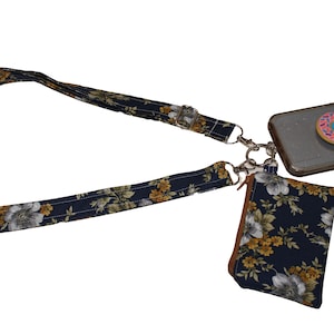Crossbody Phone Strap Navy Blue Floral