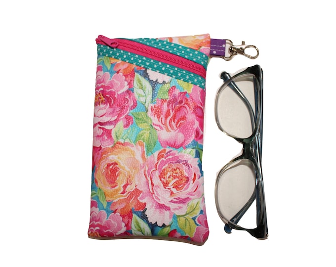 Sunglass / Eyeglass Case Pebbled Vinyl Bold Floral