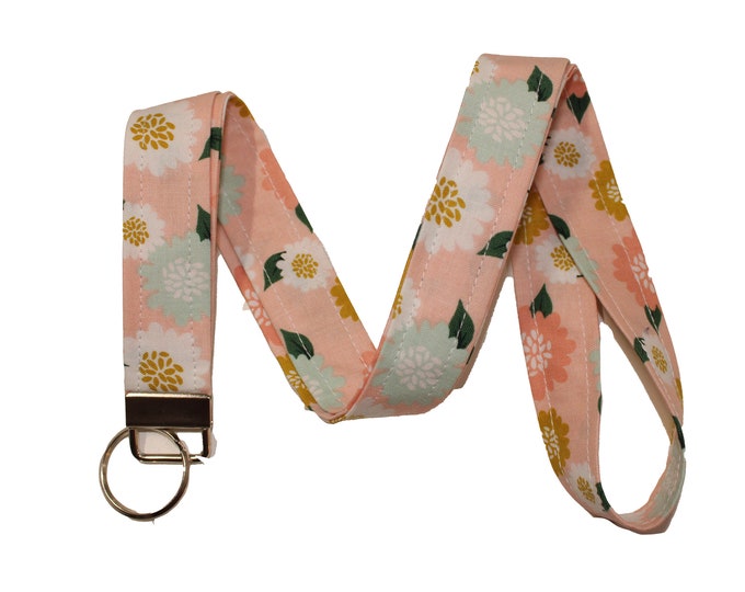 Pink Floral Lanyard