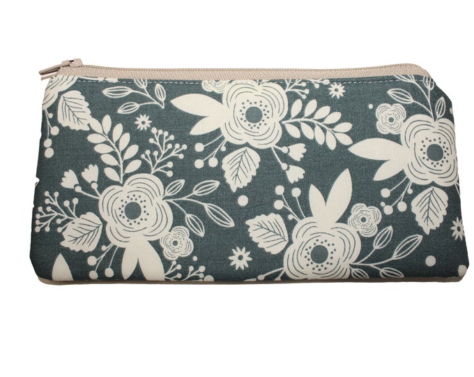 Denim Blue Floral Allison Pouch