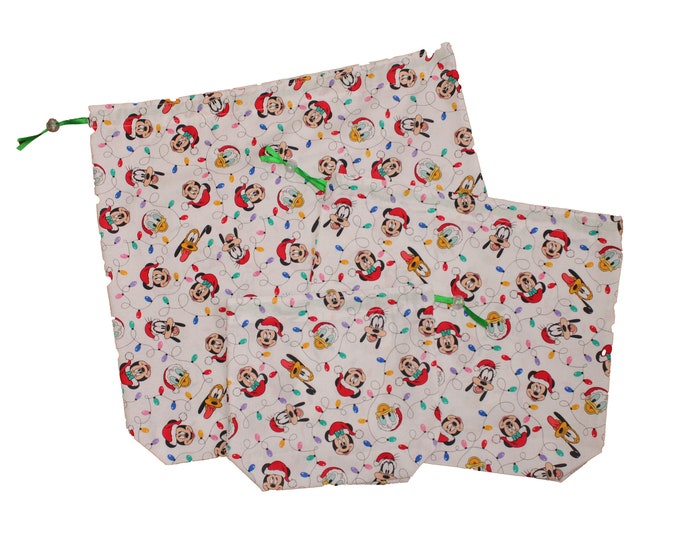 Reusable Fabric Gift Bags Mickey and Minnie Mouse