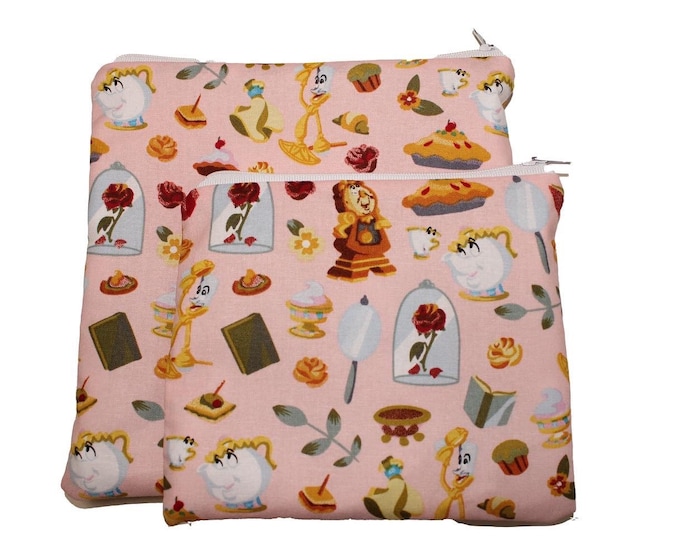 Reusable Snack and Sandwich Bag Beauty and The Beast