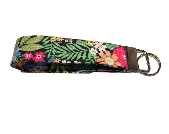 Multi Color Floral Fabric Keychain