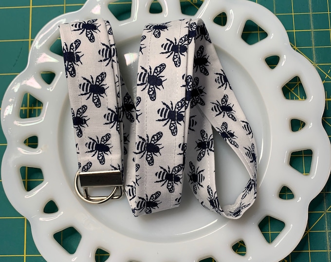 Navy BumbleBee on White Lanyard