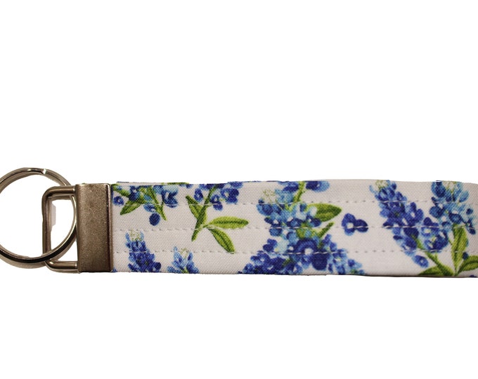 Bluebonnet Floral Fabric Keychain