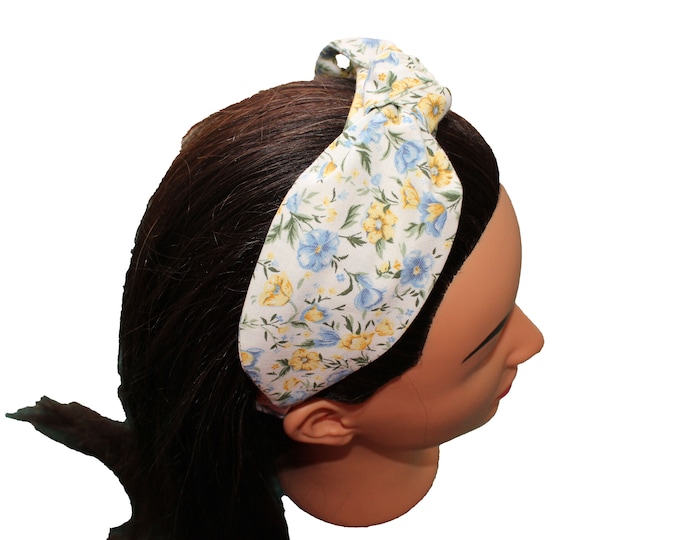 Yellow and Blue Floral Knotted Headband