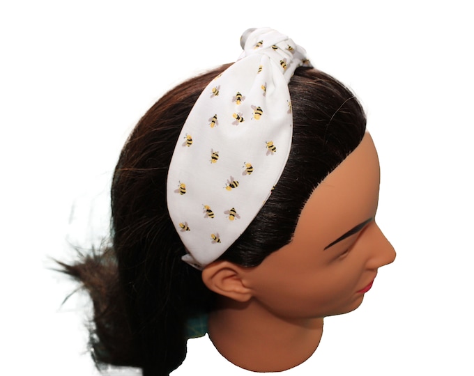 White Bee Knotted Headband