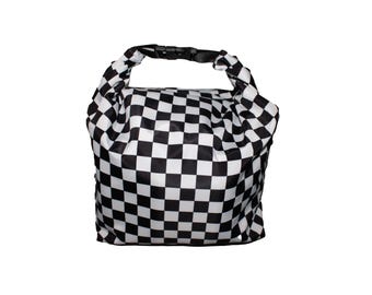The Roll Down Bag Black and White Checks