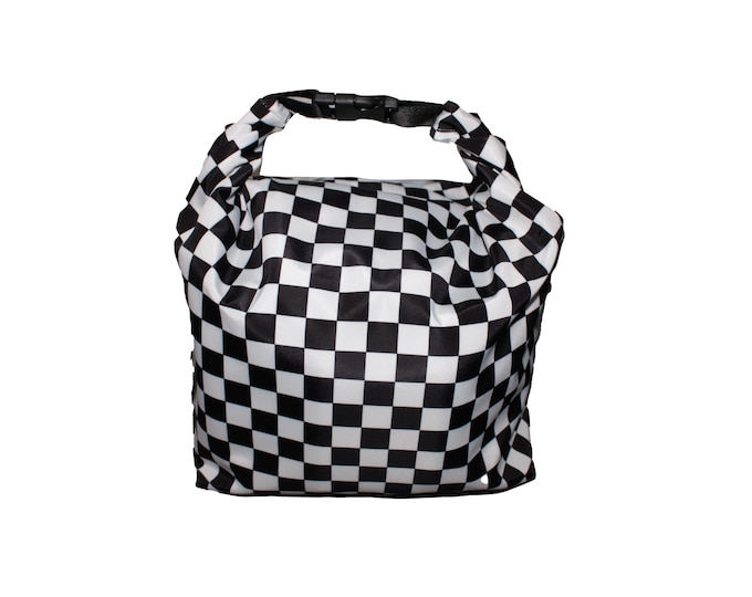 The Roll Down Bag Black and White Checks