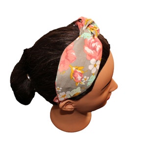 Taupe Floral  Knotted Headband