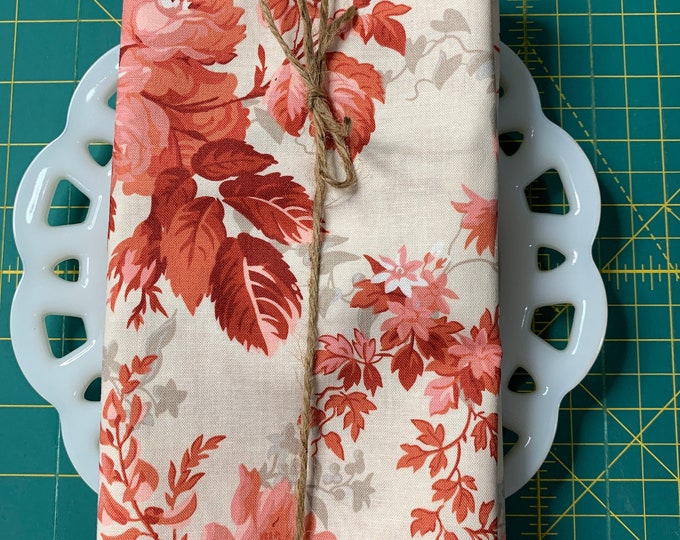 Red and Cream Floral Cloth Napkin